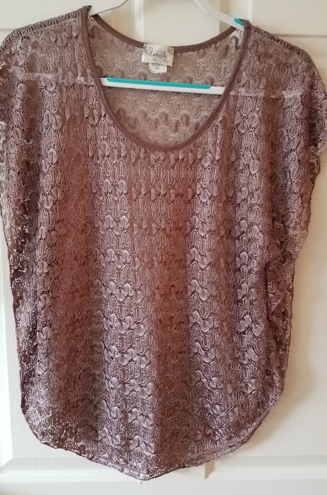 Lavish Lace Taupe Knit Top